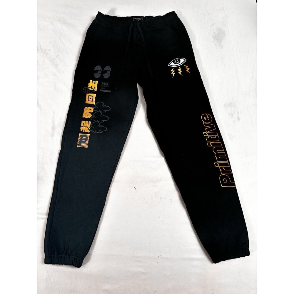 Primitive Skateboarding Jogger Sweatpants Black Graphic Eye Lightning Mens M